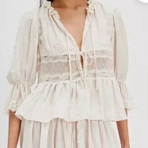 Intimately FREE PEOPLE Forever Young Bed Jacket in White Alyssum NWT Size M